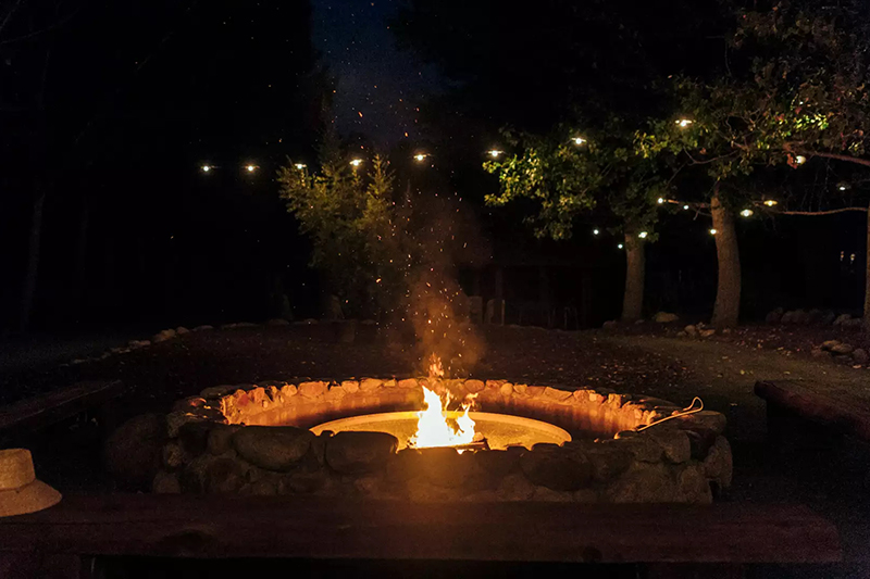 The fire pit at night